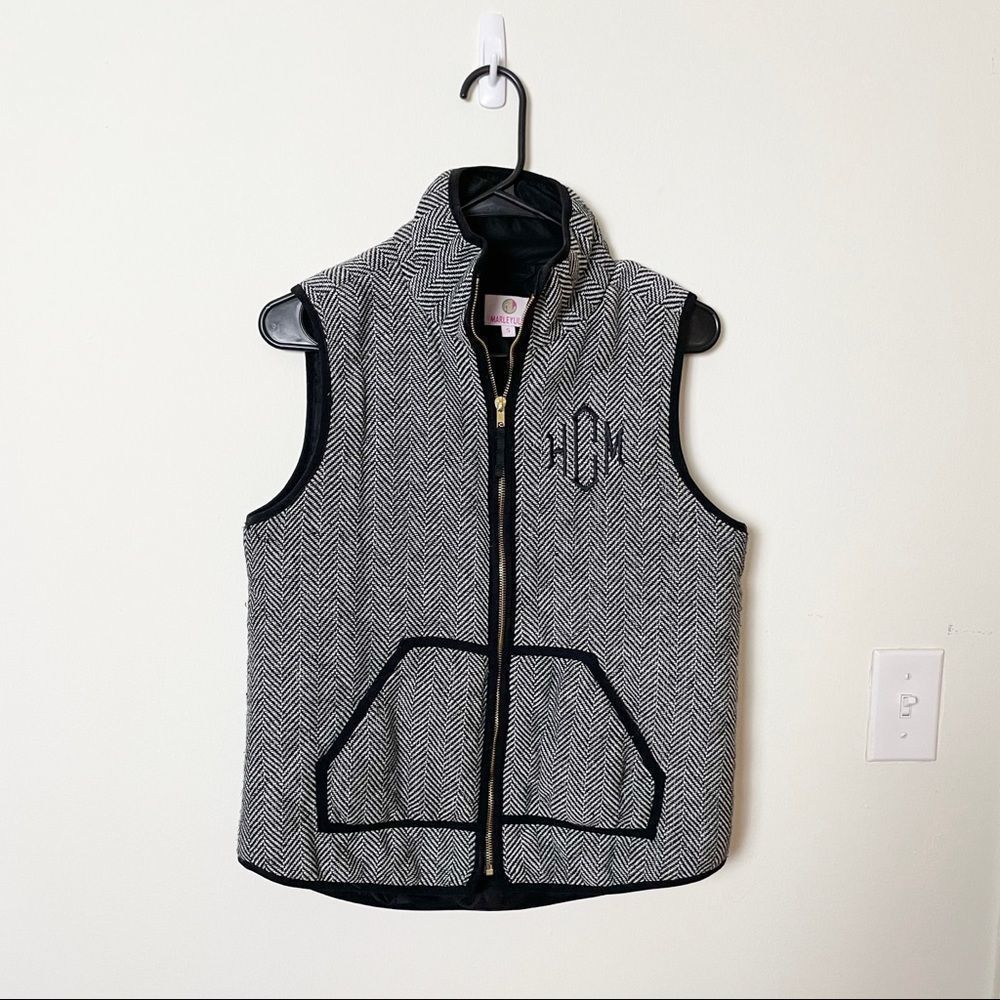 Marley Lilly Gray Herringbone Monogram Vest
